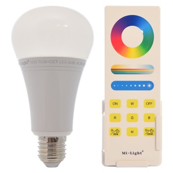 Set 1xBec LED Inteligent Mi-Light RGB+Alb Variabil 12W E27 + 1xTelecomanda Set 1xBec LED Inteligent Mi-Light RGB+Alb Variabil 12W E27 + 1xTelecomanda