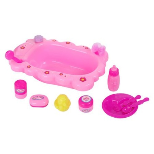 Set de joaca pentru copii iMK®, cadita pentru papusi cu accesorii, roz