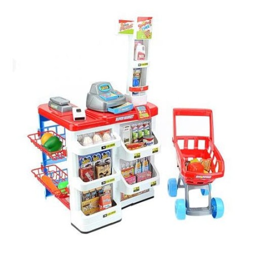 Set de joaca iMK®, supermarket cu carucior, casa de marcat, accesorii, sunete si lumini