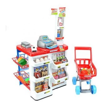Set de joaca iMK®, supermarket cu carucior, casa de marcat, accesorii, sunete si lumini Set de joaca iMK®, supermarket cu carucior, casa de marcat, accesorii, sunete si lumini