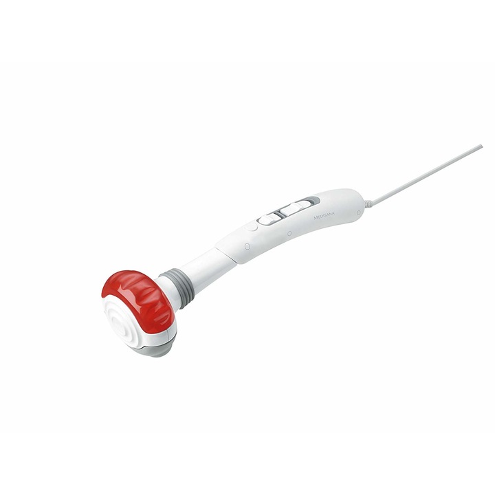 Вибриращ масажор Medisana HM 886, 2 избираеми нива на интензивност, Чупещо се рамо, 5 масажни приставки, Бял