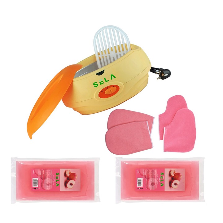 Kit de Parafina cu Incalzitor, Manusi si Botosi pentru Parafina, Sela