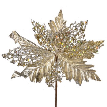 Decoratiune tip floare pentru brad Craciun, Auriu deschis, 20 x 17 x 27 cm Decoratiune tip floare pentru brad Craciun, Auriu deschis, 20 x 17 x 27 cm