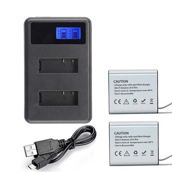 Set Incarcator acumulatori dublu LCD EKEN , SJCam + 2 acumulatori 1350mAh, cablu USB , negru Set Incarcator acumulatori dublu LCD EKEN , SJCam + 2 acumulatori 1350mAh, cablu USB , negru