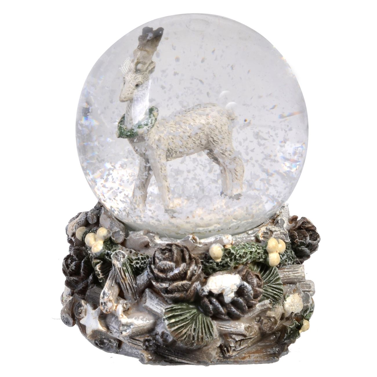 Glob de zapada, decoratiune Craciun, Ren alb, 6 cm