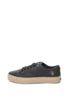 U.S. Polo Assn., Tenisi de piele ecologica cu talpa flatform Violet U.S. Polo Assn., Tenisi de piele ecologica cu talpa flatform Violet