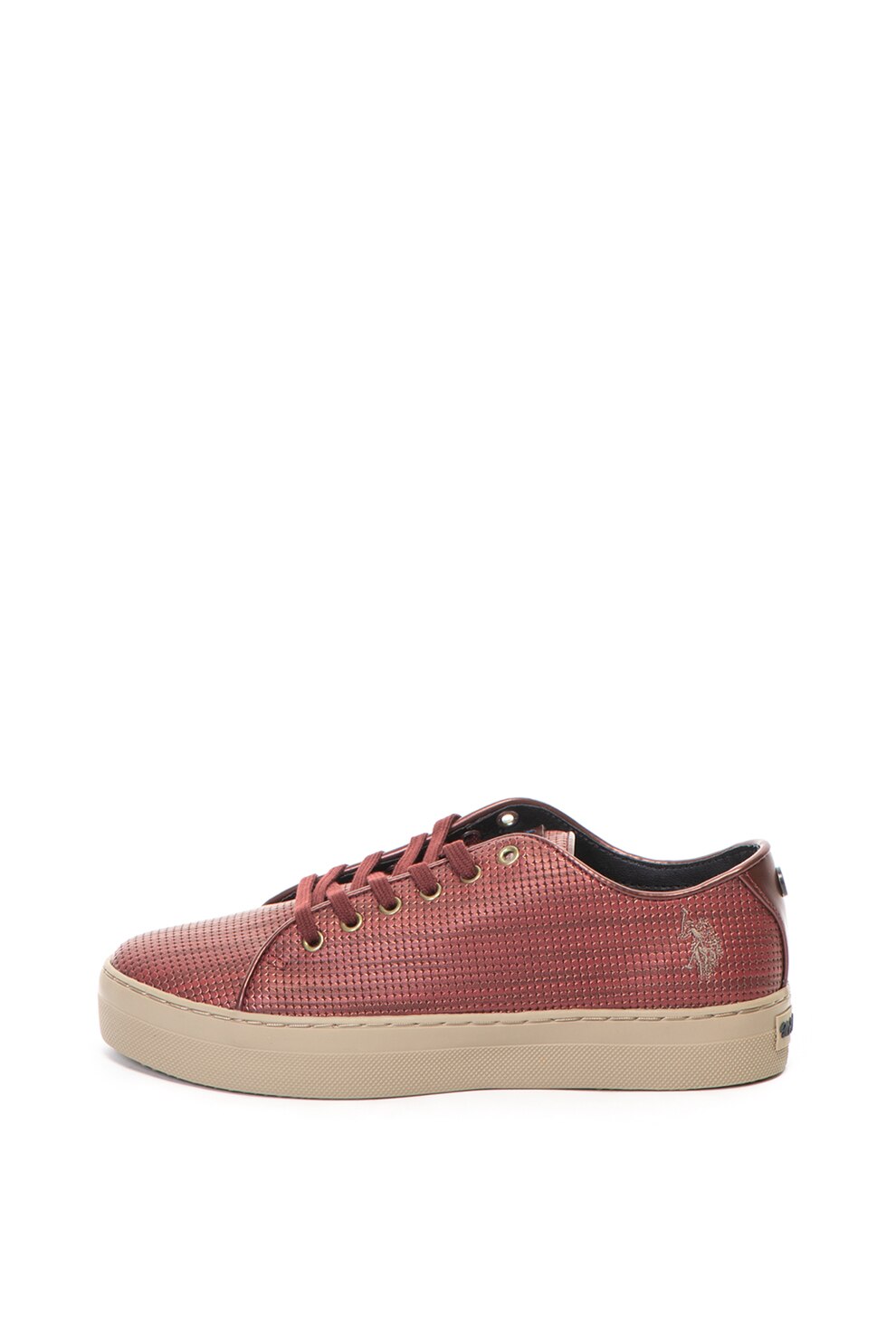 U.S. Polo Assn., Pantofi sport de piele ecologica, cu talpa flatform Violet