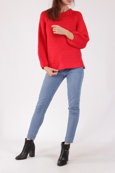 Pulover rosu gros, marime Onesize INTL Pulover rosu gros, marime Onesize INTL