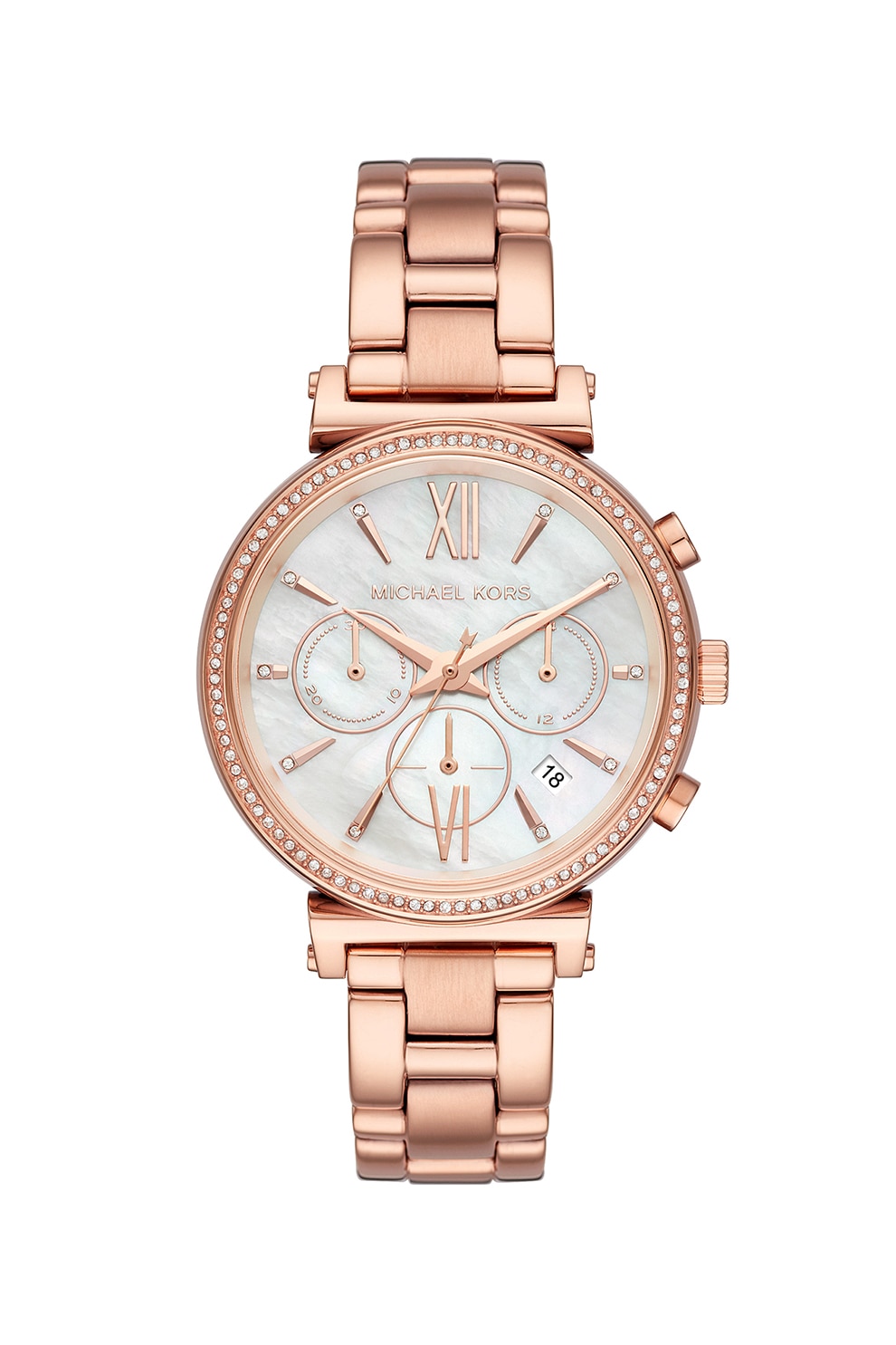 Michael Kors, Ceas cronograf decorat cu cristale, Auriu rose