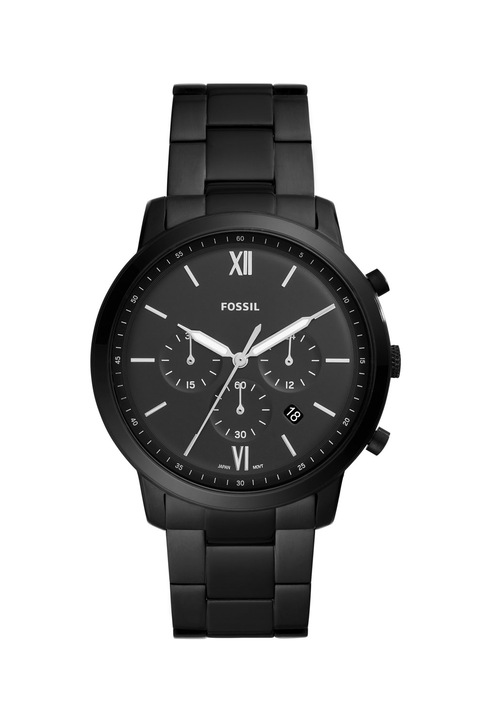 Fossil, Ceas cronograf cu bratara metalica, Negru