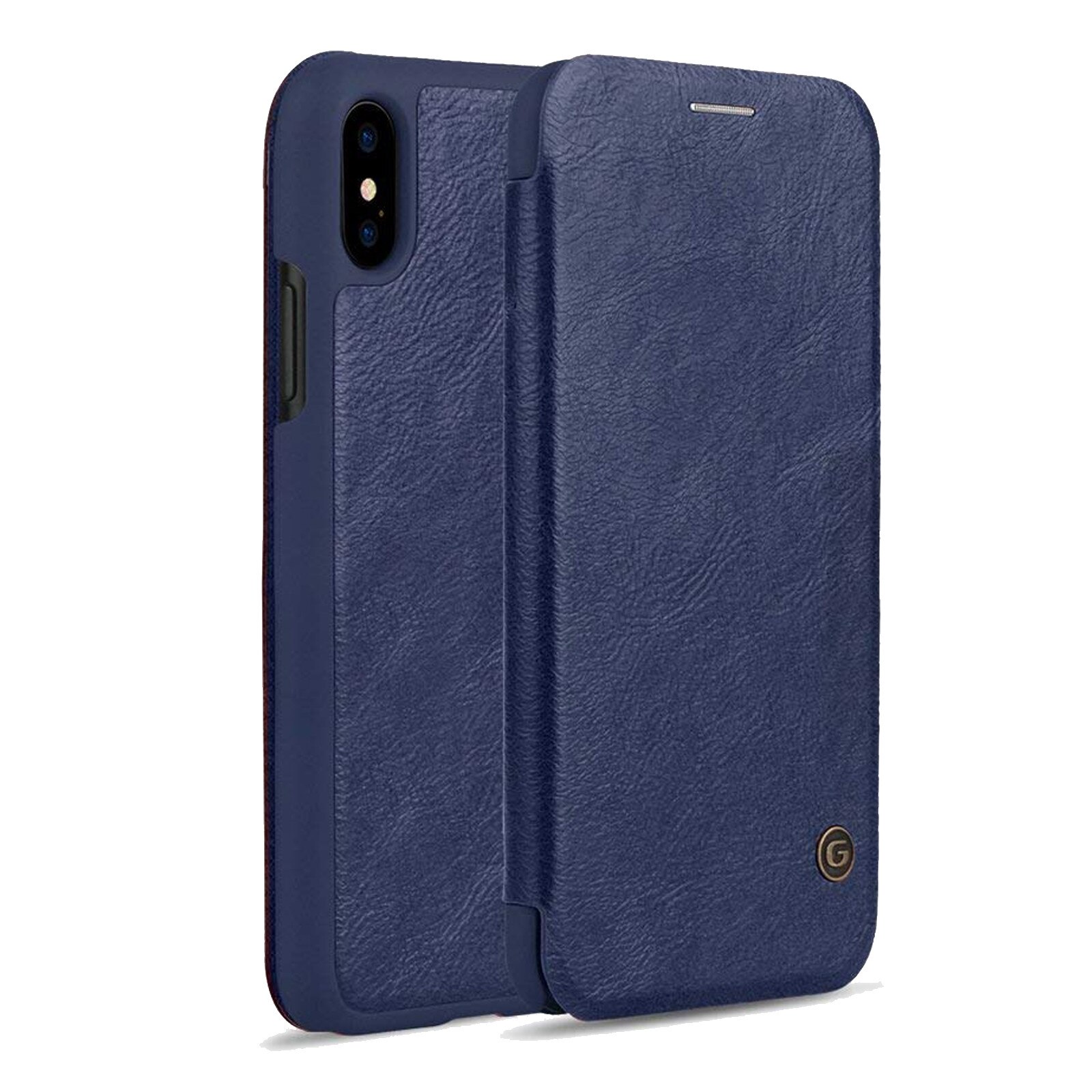 Husa iPhone XS Max - FlipBook G-Case Alcantara ALBASTRA