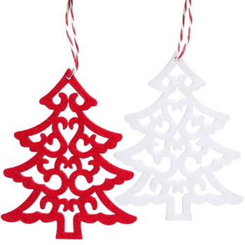 Set Ornamente pentru brad din fetru textil, rosii si albe, 6 cm x 6 bucati Set Ornamente pentru brad din fetru textil, rosii si albe, 6 cm x 6 bucati