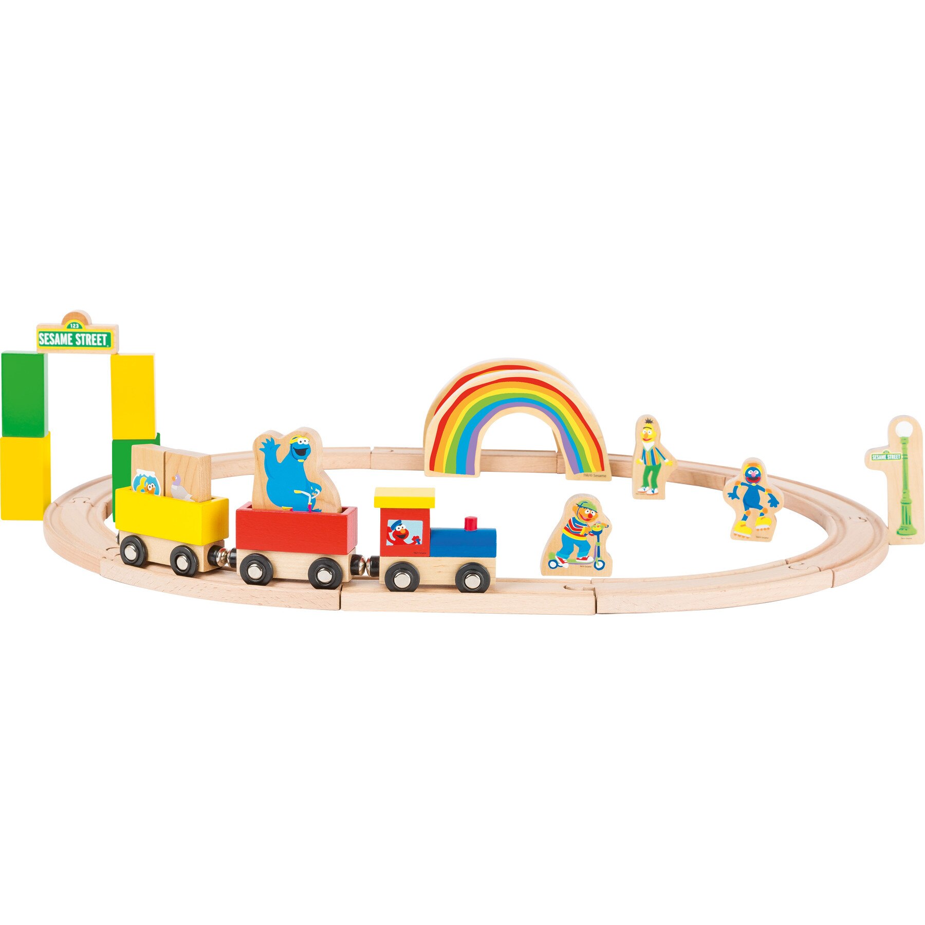 Circuit tren Sesame, 27 piese, lemn