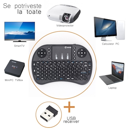 Tastatura Wireless i8 Air Mouse Touchpad 2.4ghz pentru Android TV si Mini PC