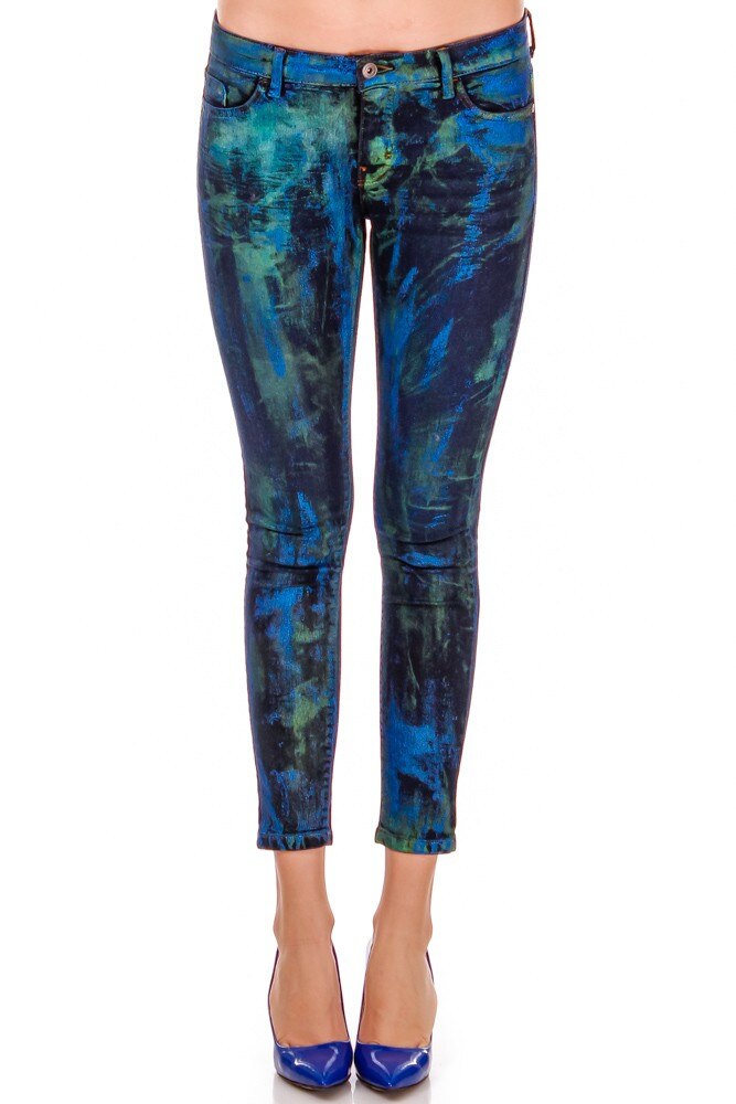 Pantalon denim albastru pictat Liza Panait P-39E