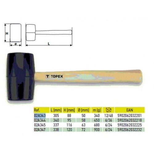 Ciocan cauciuc 680 g Topex 02a345
