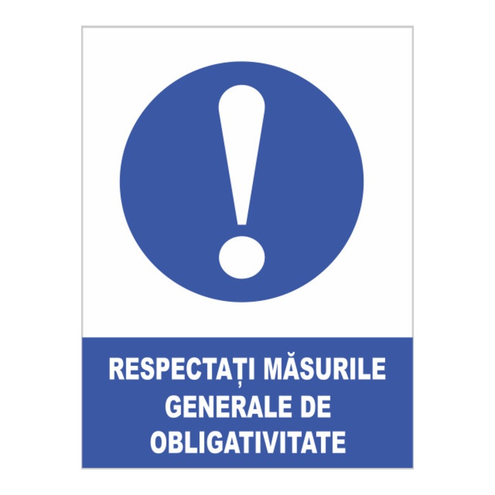 Indicator autocolant - Respectati masurile generale de obligativitate, 20x26 cm