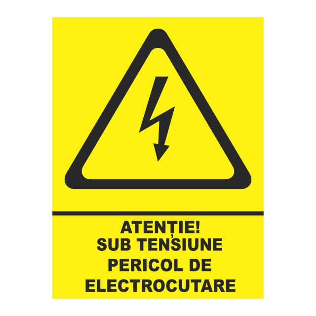 Indicator Atentie Sub Tensiune Pericol De Electrocutare Autocolant 20x26cm Emagro