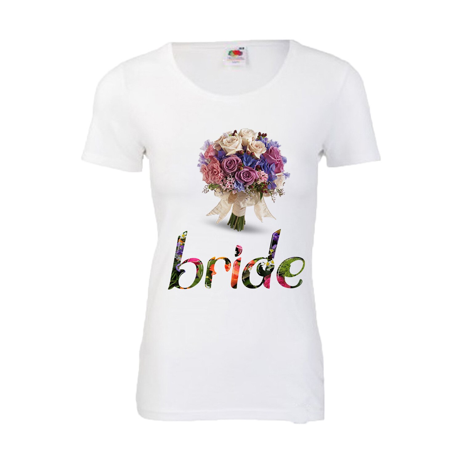 Tricou personalizat Fruit of the loom dama bride alb M