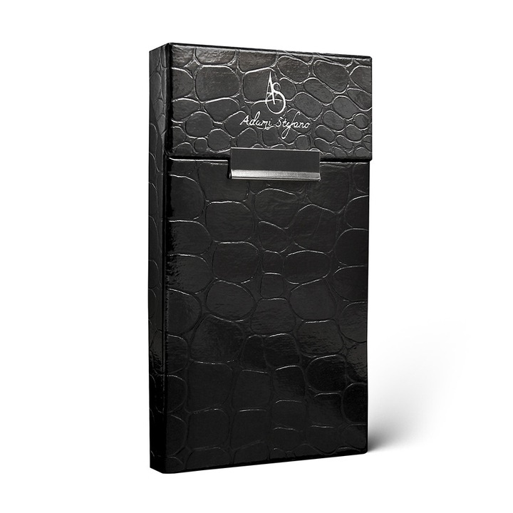 Set 2 Huse ADAMI STEFANO pentru Pachete de Tigari Slim Size Dark Brown + Leather Black