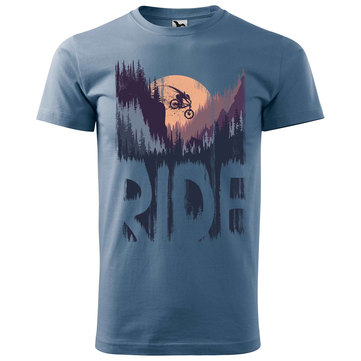 Tricou barbati,personalizat,cu maneca scurta,Albastru denim,marime L