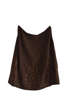 Fusta de in cu broderie si paiete, marime 46EU, model unic Fusta de in cu broderie si paiete, marime 46EU, model unic