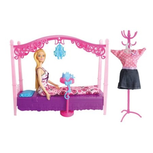 Set de joaca iMK® Papusa cu dormitor complet echipat si accesorii incluse