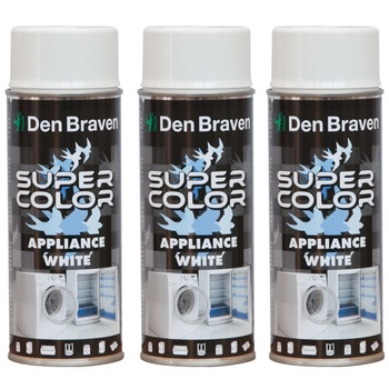 Pachet 3 bucati Vopsea spray smalt pentru frigider, aragaz, masina de spalat, Den Braven Pachet 3 bucati Vopsea spray smalt pentru frigider, aragaz, masina de spalat, Den Braven