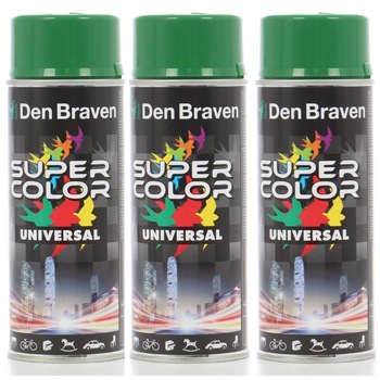 Pachet 3 bucati Spray vopsea, Den Braven Super Color, verde, interior / exterior, 400 ml Pachet 3 bucati Spray vopsea, Den Braven Super Color, verde, interior / exterior, 400 ml