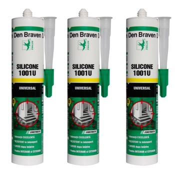 Pachet 3 bucati Silicon universal Den Braven 1001 U, alb, interior / exterior, 280 ml Pachet 3 bucati Silicon universal Den Braven 1001 U, alb, interior / exterior, 280 ml