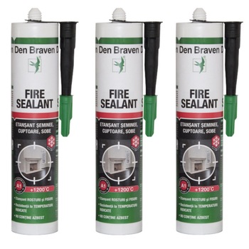 Pachet 3 bucati Etansant Den Braven Fire Sealant, negru, rezistent la temperatura, 280 ml Pachet 3 bucati Etansant Den Braven Fire Sealant, negru, rezistent la temperatura, 280 ml