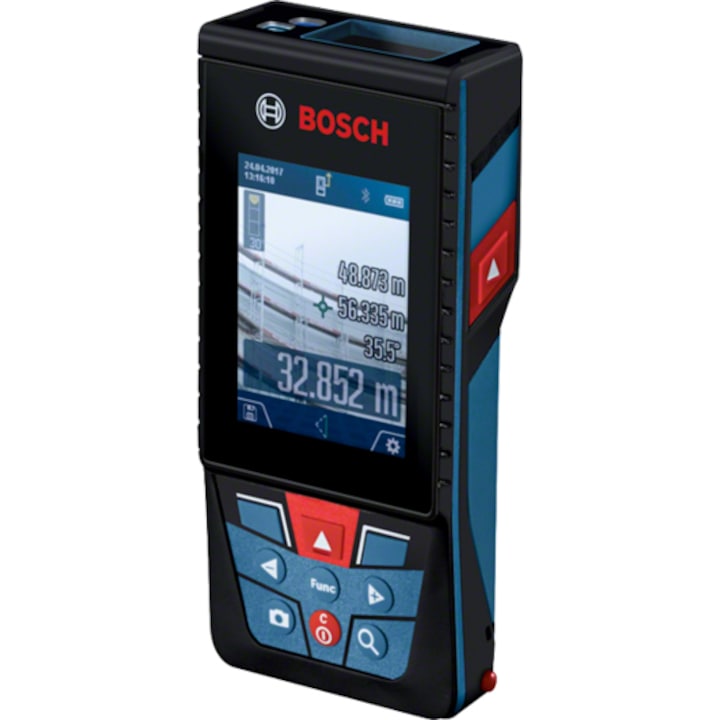 Telemetru laser Bosch Professional GLM 120 C, 120 m, memorie 50 valori, bluetooth, display color