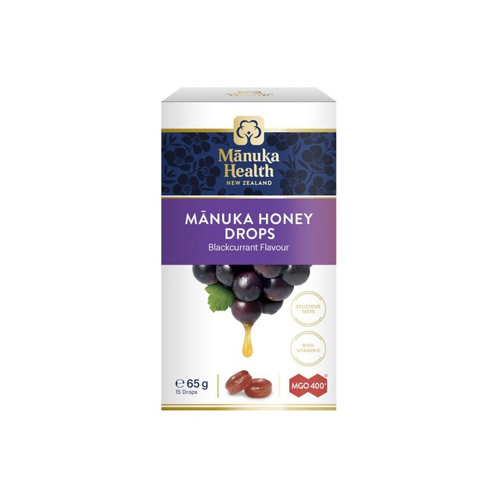 Manuka MGO ™ 400+ Mézes Cukorka Fekete Ribizli Ízzesítéssel 65g, Manuka Health