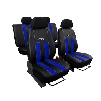 Set huse auto GT Pok-Ter din alcantara si piele ecologica, Albastru/Negru Set huse auto GT Pok-Ter din alcantara si piele ecologica, Albastru/Negru