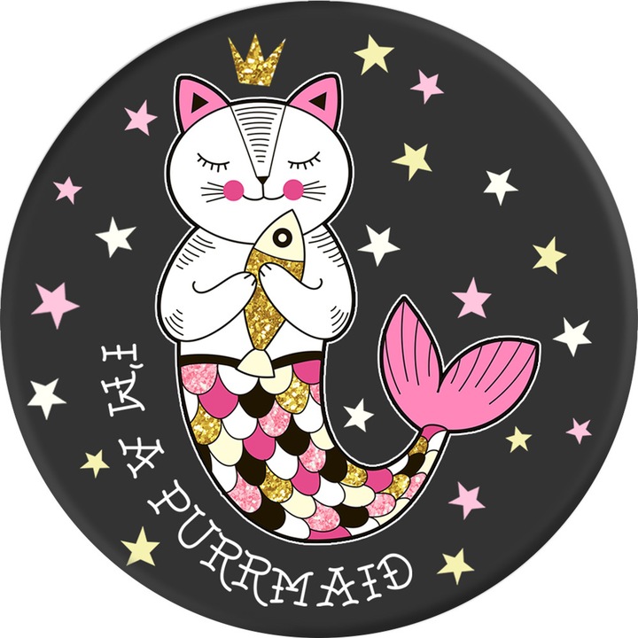 Аксесоар за мобилен телефон Popsockets® I'm a Purrmaid, Оригинален, Розов, За мобилни устройства