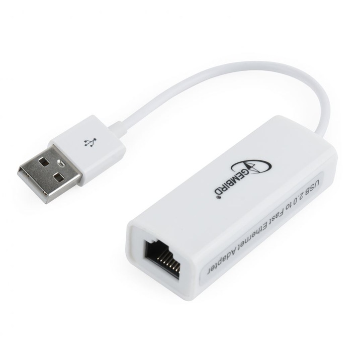 Gembird NIC-U2-02 USB2.0 LAN adapter White, 159613, Hálókártya