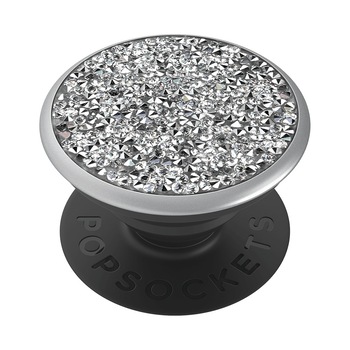 Suport de telefon universal Popsockets ®, Jet Silver Crystal cu cristale, argintiu Suport de telefon universal Popsockets ®, Jet Silver Crystal cu cristale, argintiu