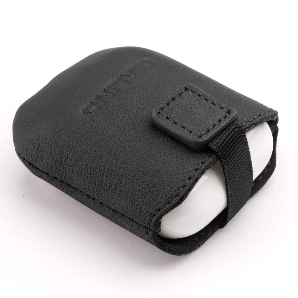 Husa AirPods 1, AirPods 2 - Qialino, din piele naturala moale, culoare Negru