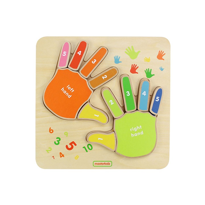 Puzzle Mainile si degetele, din lemn, +3 ani, Masterkidz