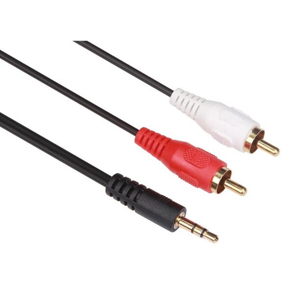 Cablu audio Velleman Stereo 3.5 mm la 2xRCA, tata-tata, basic, conectori auriti, lungime 5 m