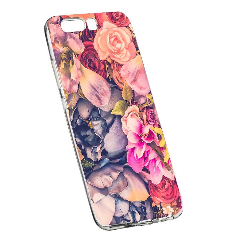 Husa Silicon, Transparent, Slim, Floral, 5, Huawei Honor 10