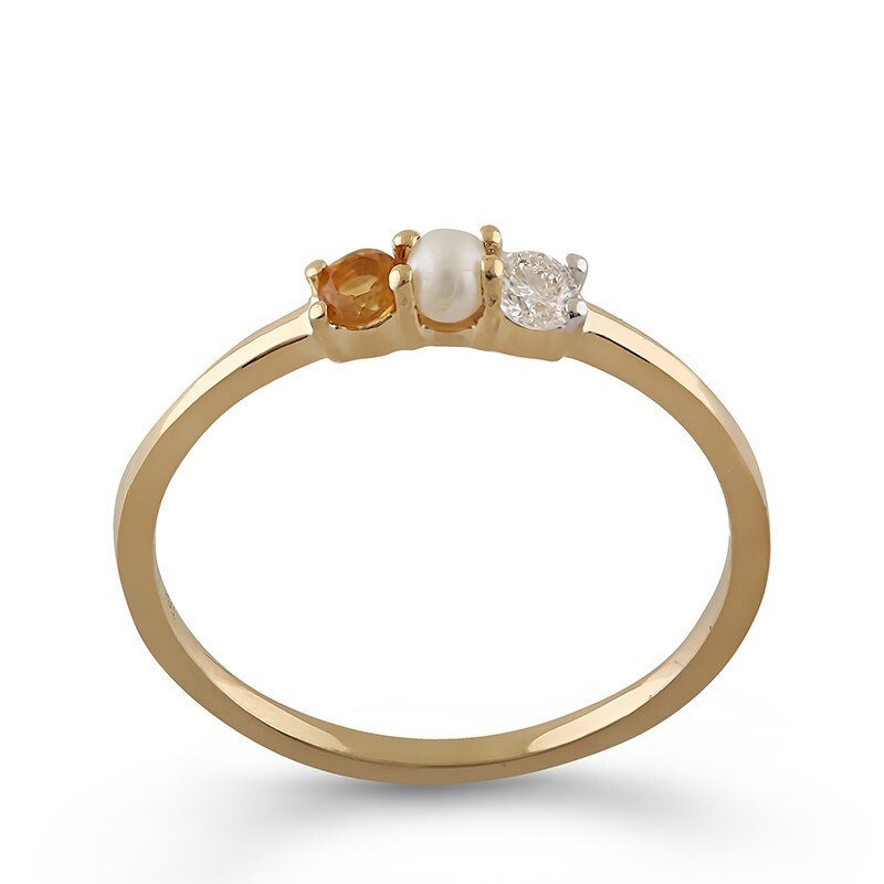 Inel Deruvo Aur 18k Diamant, Citrin, Perla Cultura, 54 RAJR28176D-PCTDY