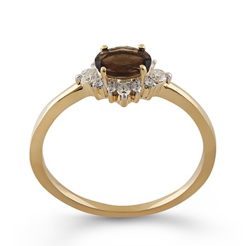 Inel Deruvo Aur 18k Diamante, Smoky Quartz, 54 RAJR28227C-SQDY Inel Deruvo Aur 18k Diamante, Smoky Quartz, 54 RAJR28227C-SQDY