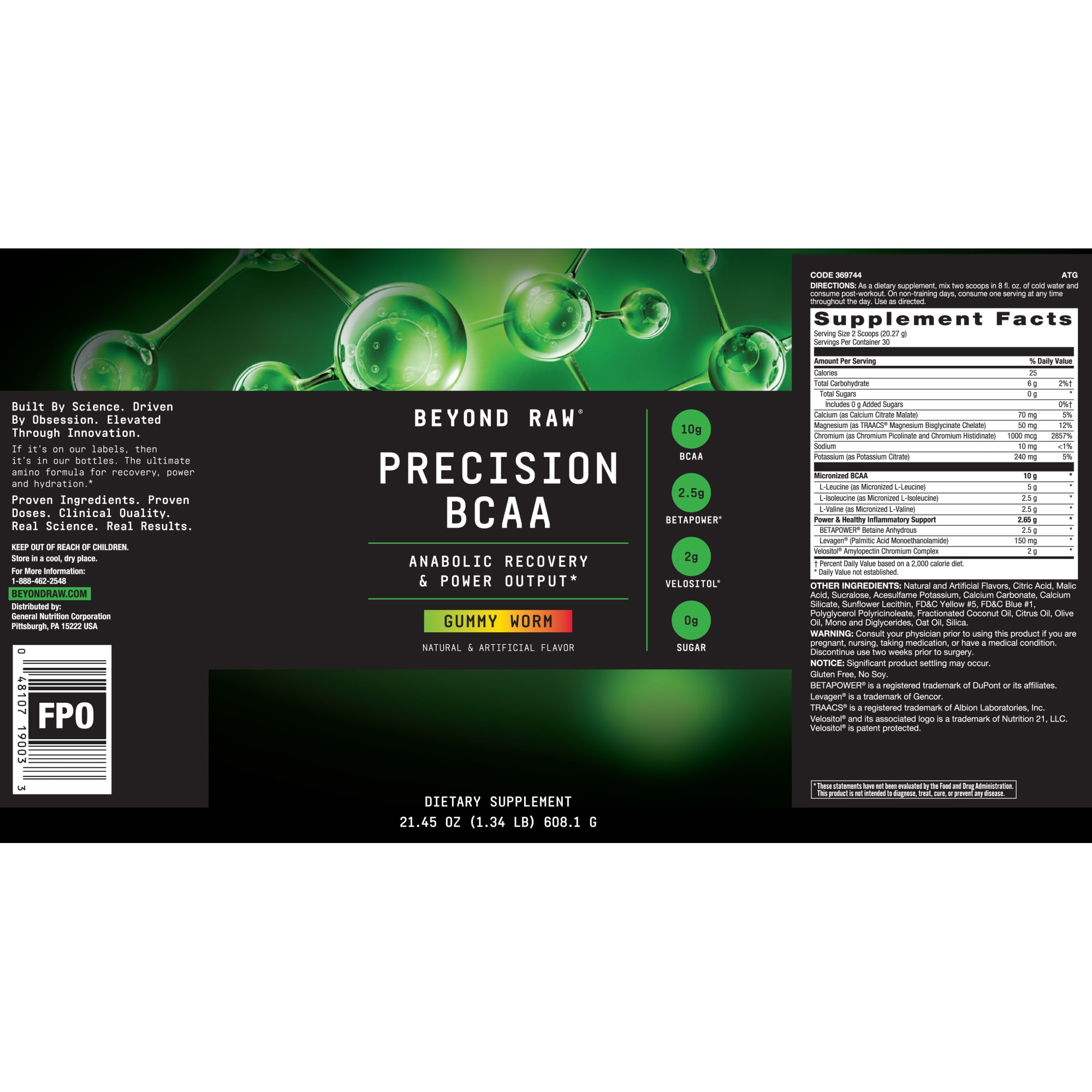GNC Beyond Raw Precision BCAA Gummy Worm, 620.1 g eMAG.ro