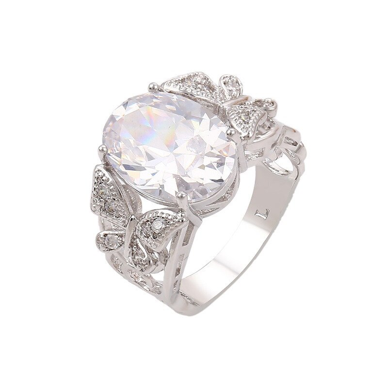 Inel Luxury Butterfly, dublu placat rodiu, aur alb, marime 7US