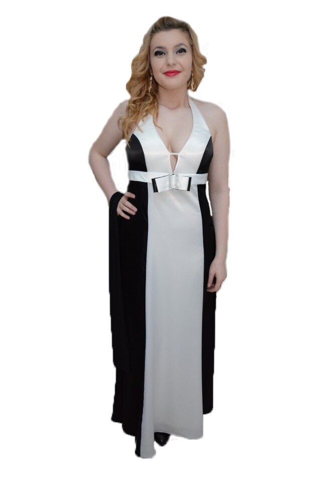 Rochie fermecatoare de seara, D&J Exclusive, Negru-Alb