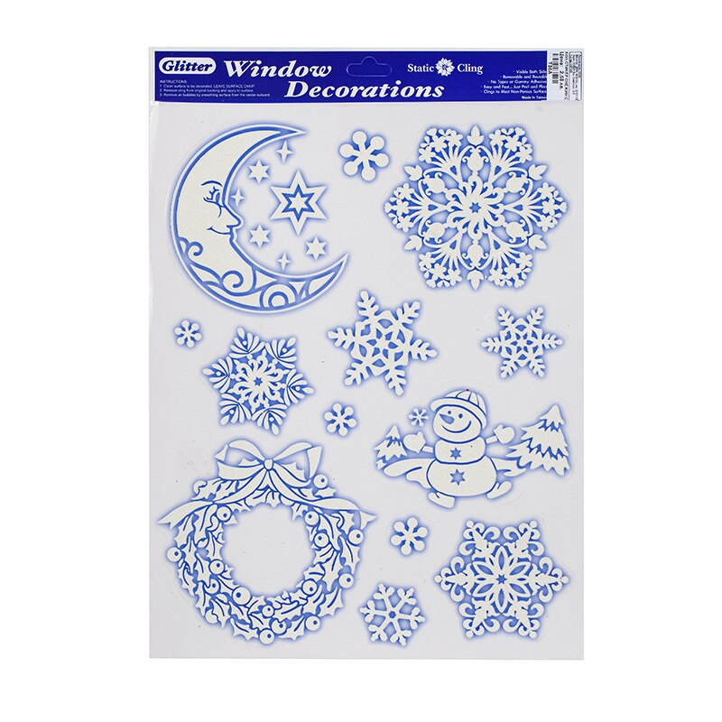 Sticker decorativ de Craciun, Fulgi de nea, T16, cu vacuum, 30х42cm