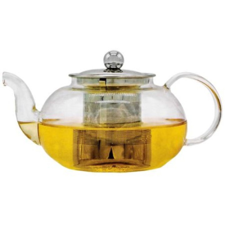 Üveg teáskanna iMK® infúzióval, rozsdamentes acél szűrővel, űrtartalom 600 ml, átlátszó