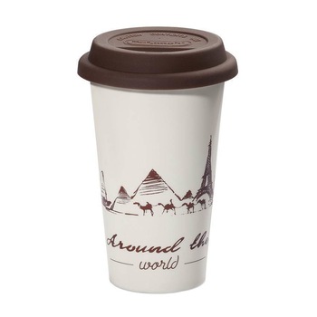 Cana ceramica, perete dublu termic, Delonghi The-Globetrotter, 350ml, capac silicon Cana ceramica, perete dublu termic, Delonghi The-Globetrotter, 350ml, capac silicon