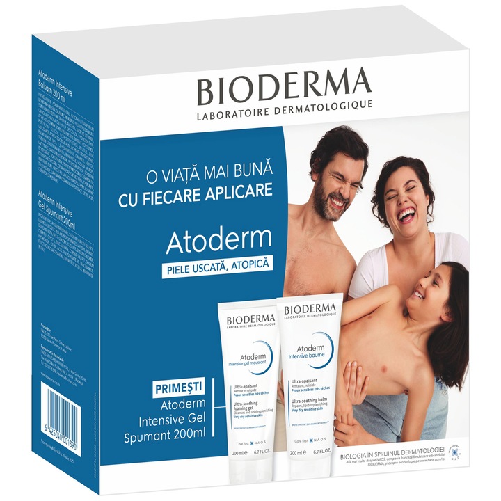 Bioderma promóciós csomag: Atoderm Intensive Baume, 200 ml + Atoderm Intensive moussant, 200 ml